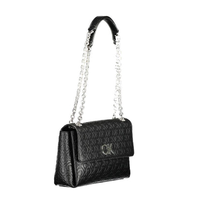 Calvin Klein Black CK Embossed Leather Effect Polyester Chain Shoulder Bag