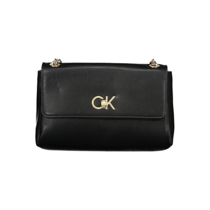 Calvin Klein Black Leather Effect Polyester Chain Shoulder Handbag