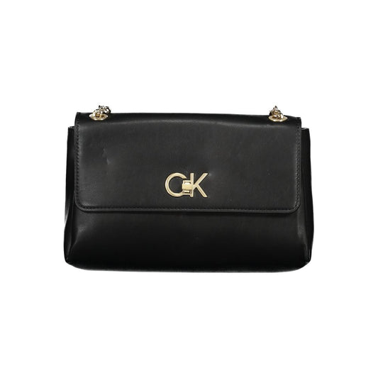 Calvin Klein Black Leather Effect Polyester Chain Shoulder Handbag