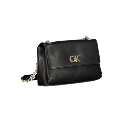 Calvin Klein Black Leather Effect Polyester Chain Shoulder Handbag