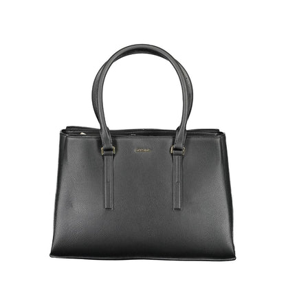Calvin Klein Black Polyester Grained Leather Effect Handbag