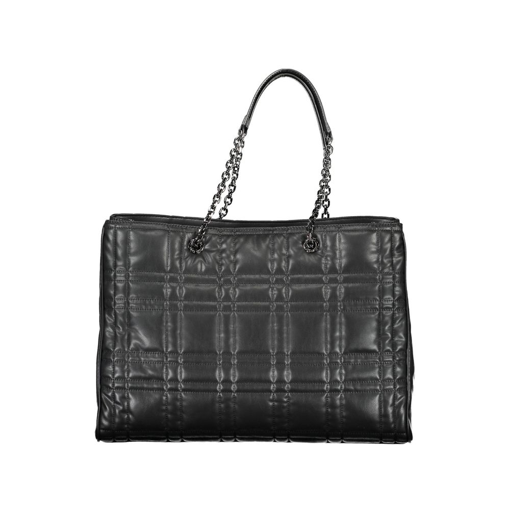 Calvin Klein Black Polyester Quilted Leather Effect Shoulder Handbag