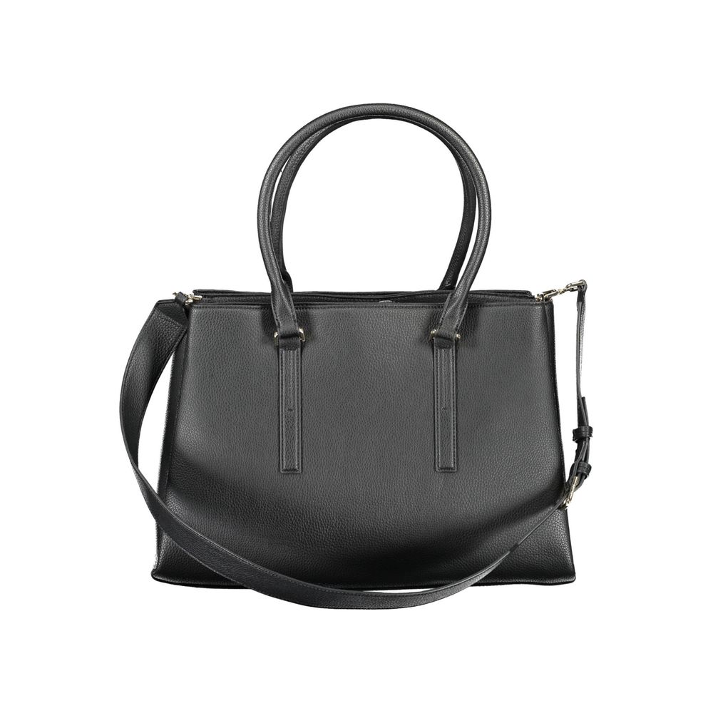 Calvin Klein Black Polyester Grained Leather Effect Handbag