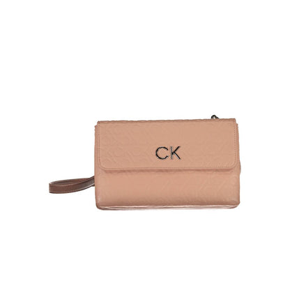 Calvin Klein Pink Signature Logo Embossed Faux Leather Crossbody Bag