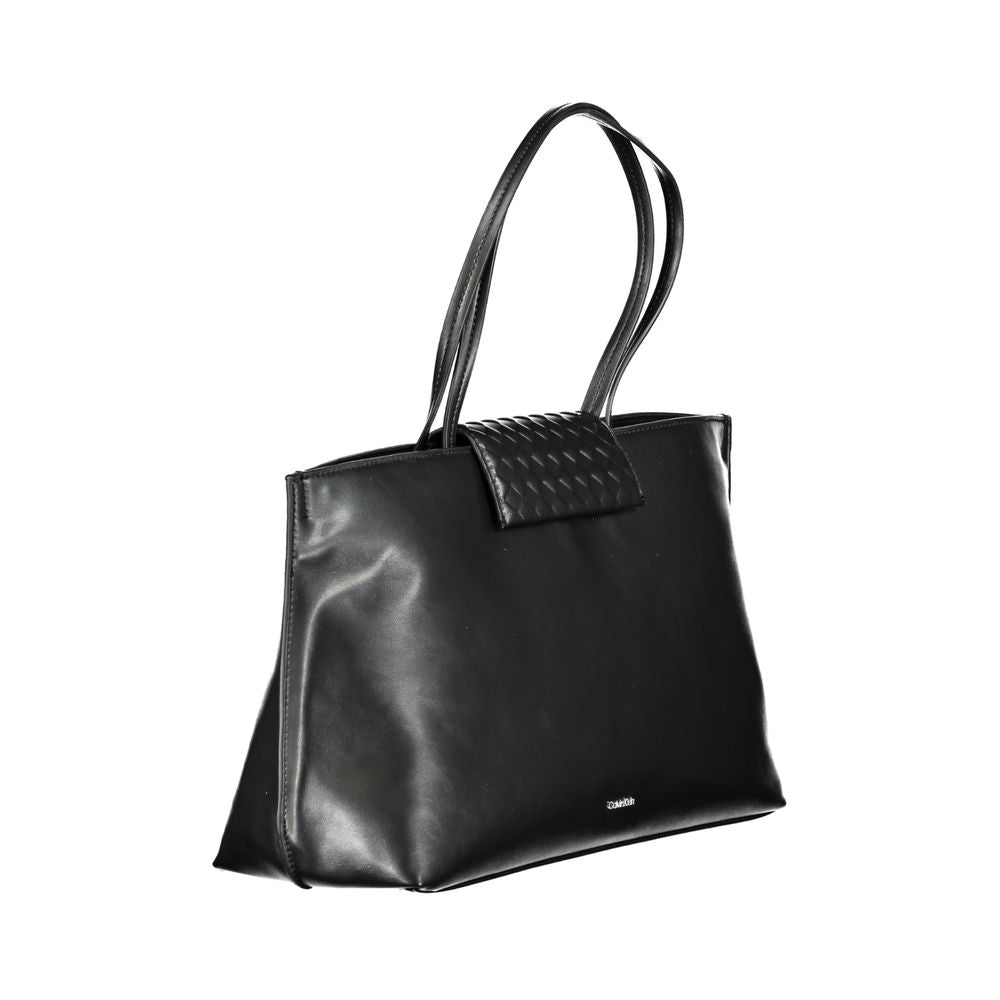 Calvin Klein Black Polyester Leather Effect Tote Handbag