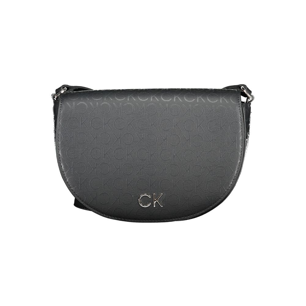 Calvin Klein Black Signature Logo Faux Leather Convertible Handbag