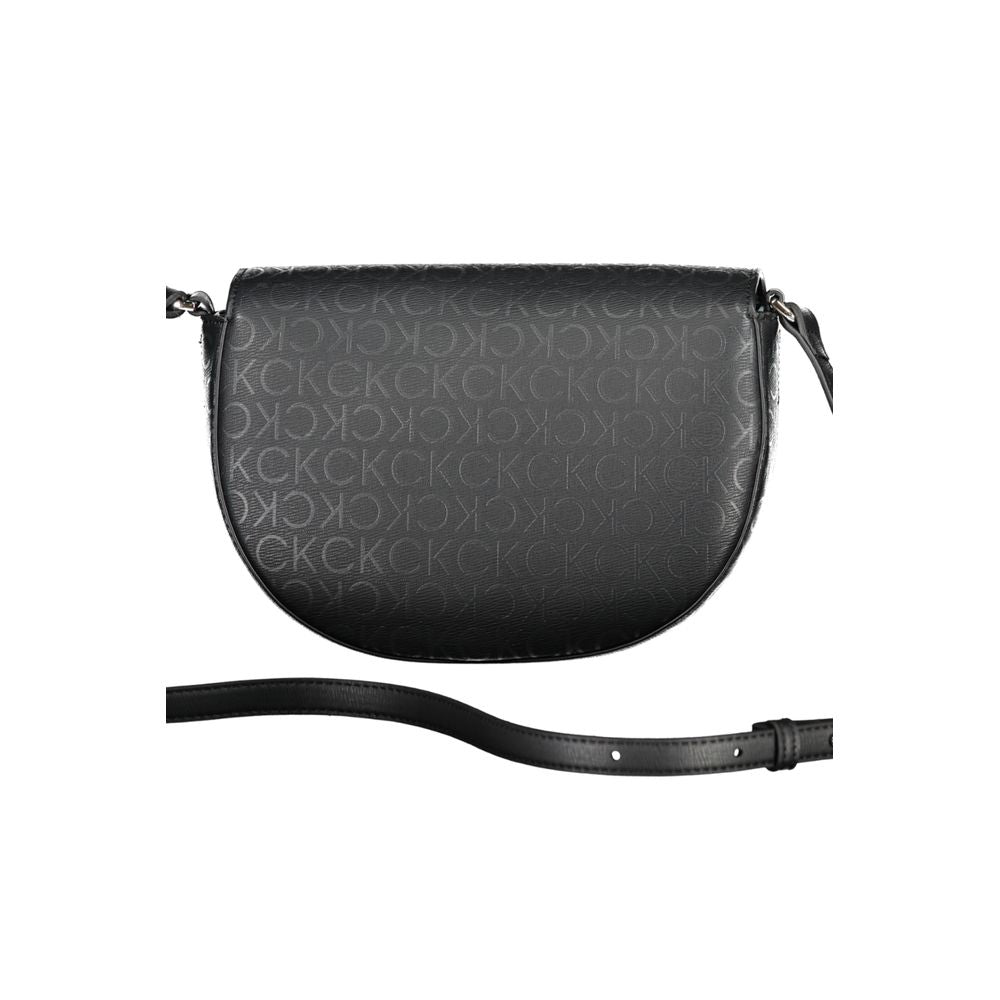 Calvin Klein Black Signature Logo Faux Leather Convertible Handbag