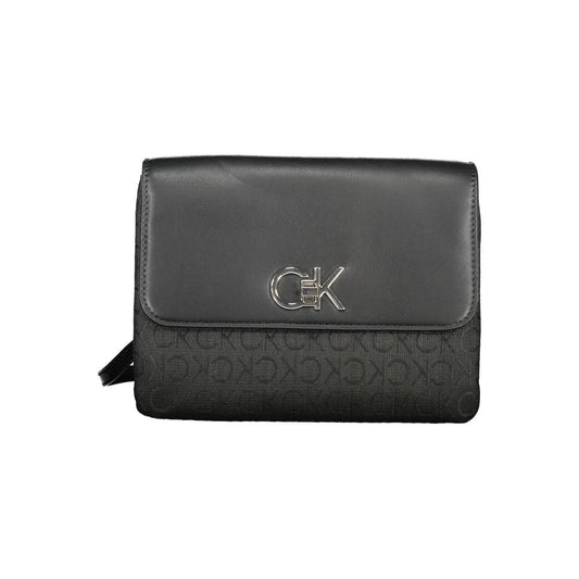 Calvin Klein Black Polyester Logo Embossed Convertible Handbag