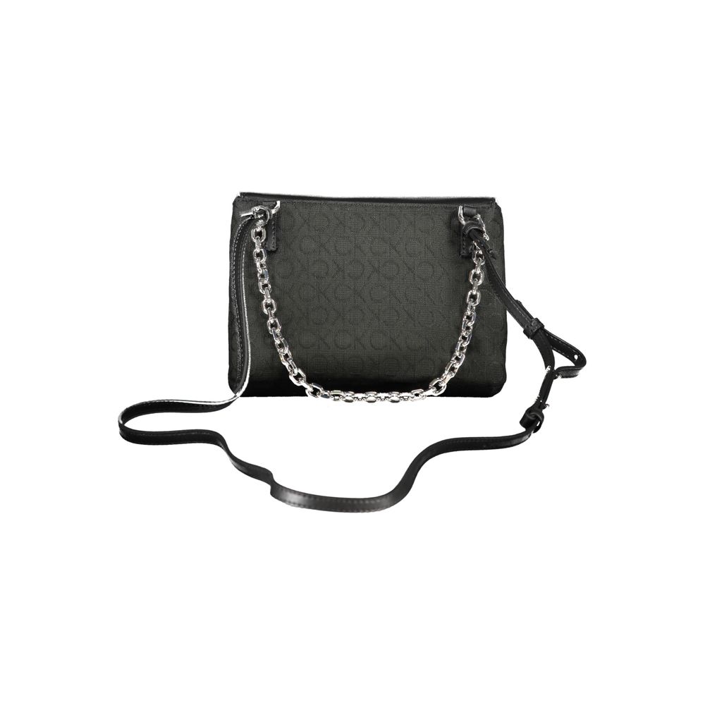 Calvin Klein Black Polyester Logo Embossed Convertible Handbag