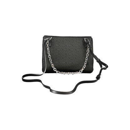 Calvin Klein Black Polyester Logo Embossed Convertible Handbag