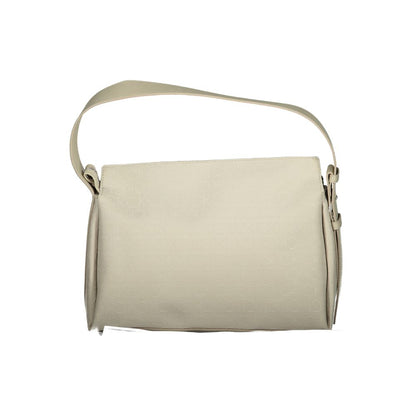 Calvin Klein Beige Monogrammed Polyester Shoulder Handbag