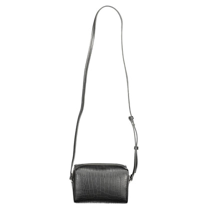 Calvin Klein Black Croc Embossed Faux Leather Crossbody Handbag