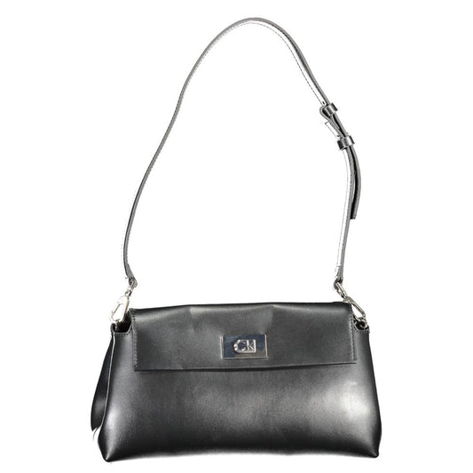 Calvin Klein Black Smooth Leather Effect Shoulder Handbag
