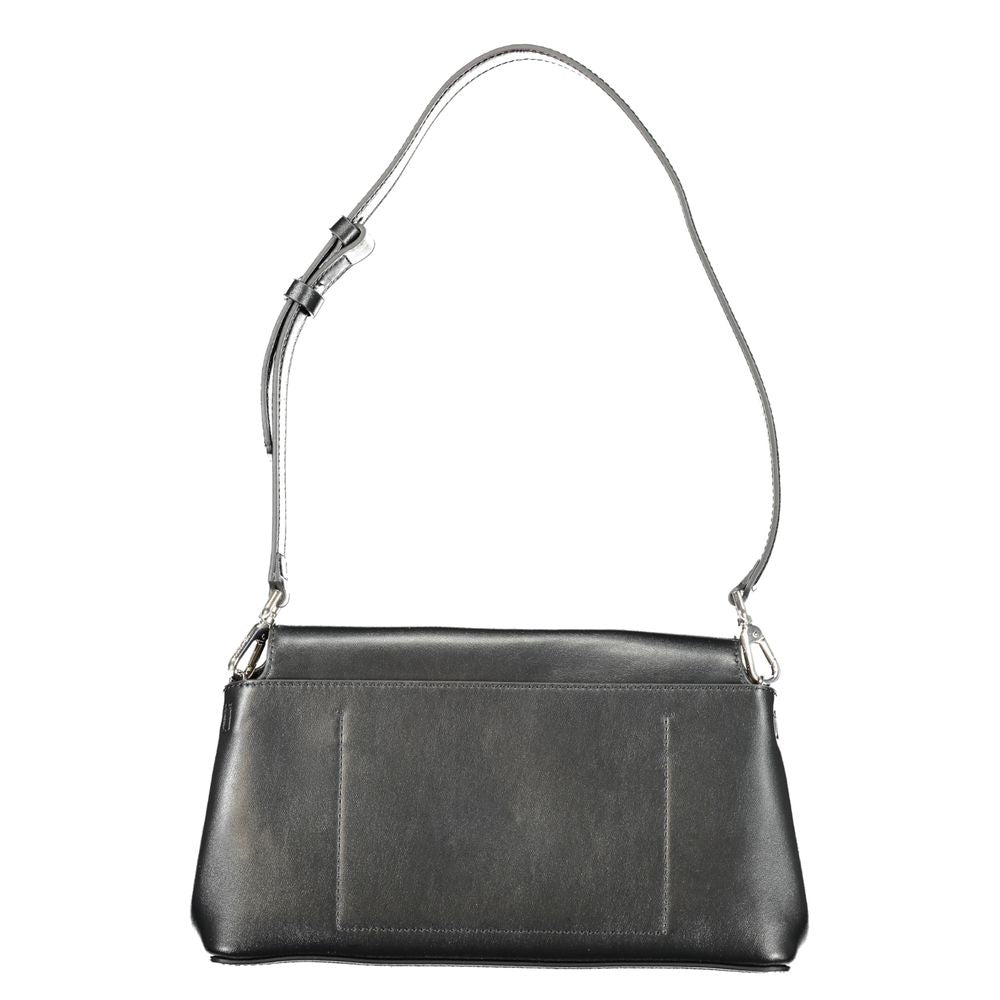 Calvin Klein Black Smooth Leather Effect Shoulder Handbag