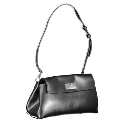 Calvin Klein Black Smooth Leather Effect Shoulder Handbag