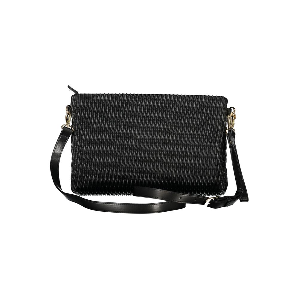 Handbag by Mario Valentino for women in polyethylene black presents a ornamental silhouette, showcasing a secure zipper, ample internal-pockets, and versatile shoulder-strap & adjustable-strap for a ornamental finish.