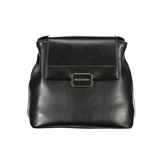 Mario Valentino Black Faux Leather Flap Backpack
