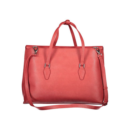 Phone Holder Handbag by Mario Valentino for women in polyethylene red features an refined silhouette, showcasing a secure snap, ample document-holder, external-pockets, internal-pockets & laptop-compartment, and versatile shoulder-strap, handle & adjustable-strap for a sophisticated refined aesthetic.