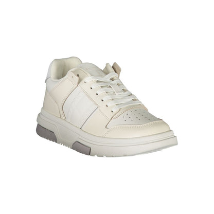 Sneakers by Tommy Hilfiger for women in polyester white features an opulent silhouette from the Women's Fashion Polyester Sneakers collection, showcasing a signature fashion style with an opulent finish.