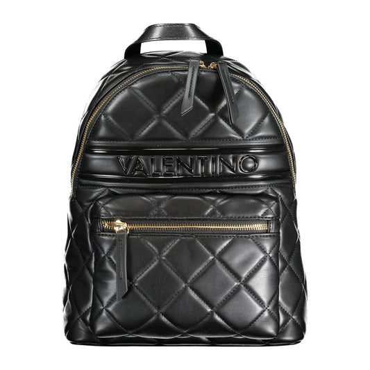 Mario Valentino Black Quilted Faux Leather Backpack