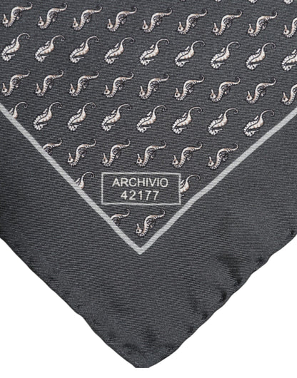 Dolce & Gabbana Black Fish Print Silk Square Men Foulard Scarf