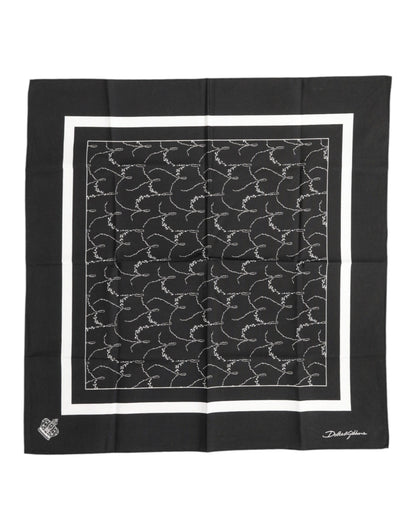 Dolce & Gabbana Black White Printed Square Men Foulard Scarf