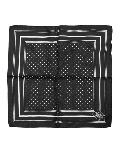Dolce & Gabbana Black White Polka Dot Men Foulard Scarf