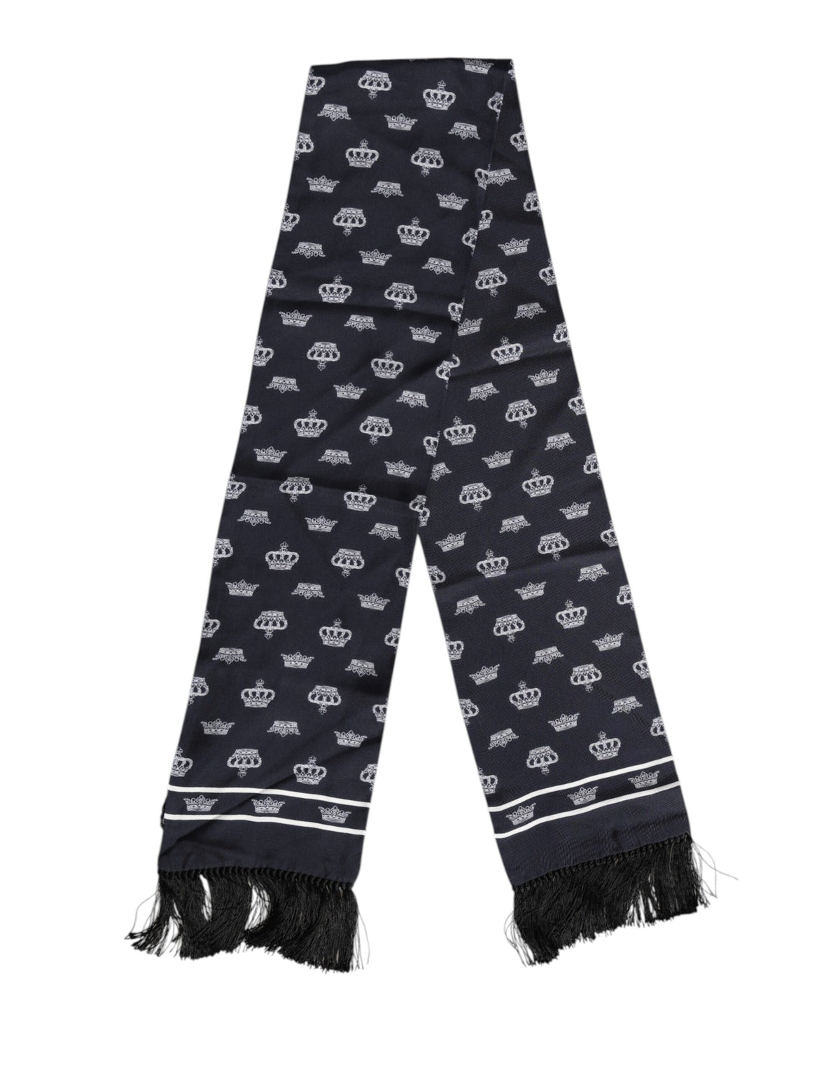Dolce & Gabbana Silk Foulard Fringes Scarf - Black