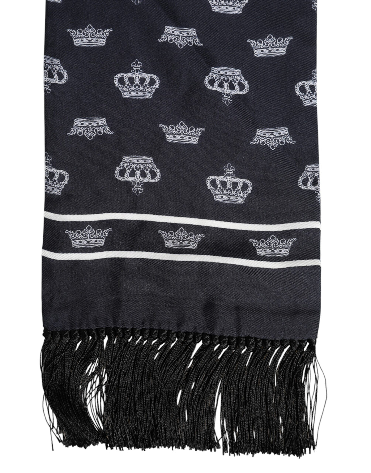 Dolce & Gabbana Silk Foulard Fringes Scarf - Black