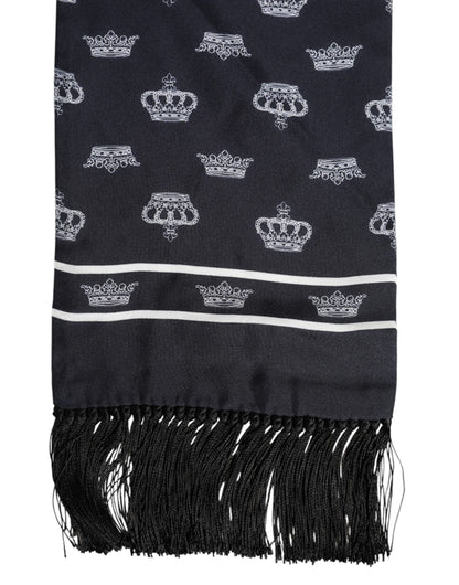 Dolce & Gabbana Silk Foulard Fringes Scarf - Black