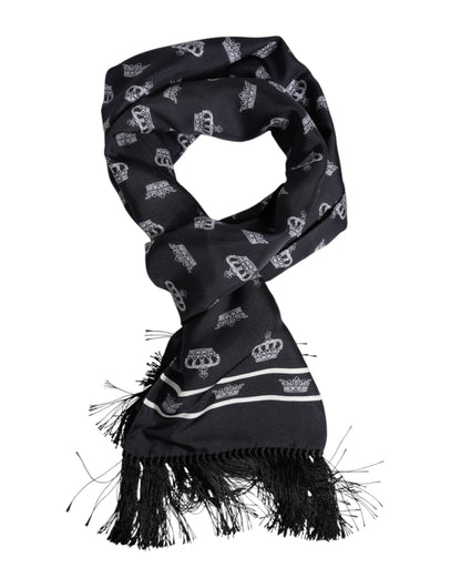 Dolce & Gabbana Silk Foulard Fringes Scarf - Black