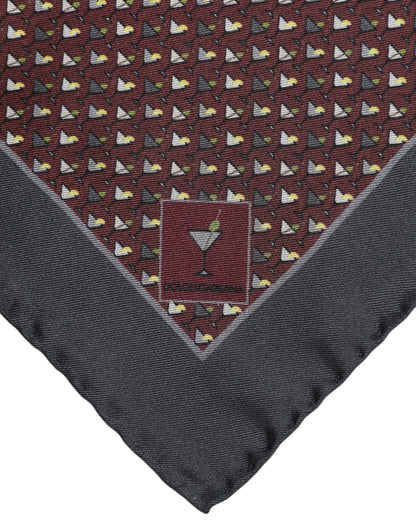 Dolce & Gabbana Maroon Cocktail Silk Square Foulard Scarf
