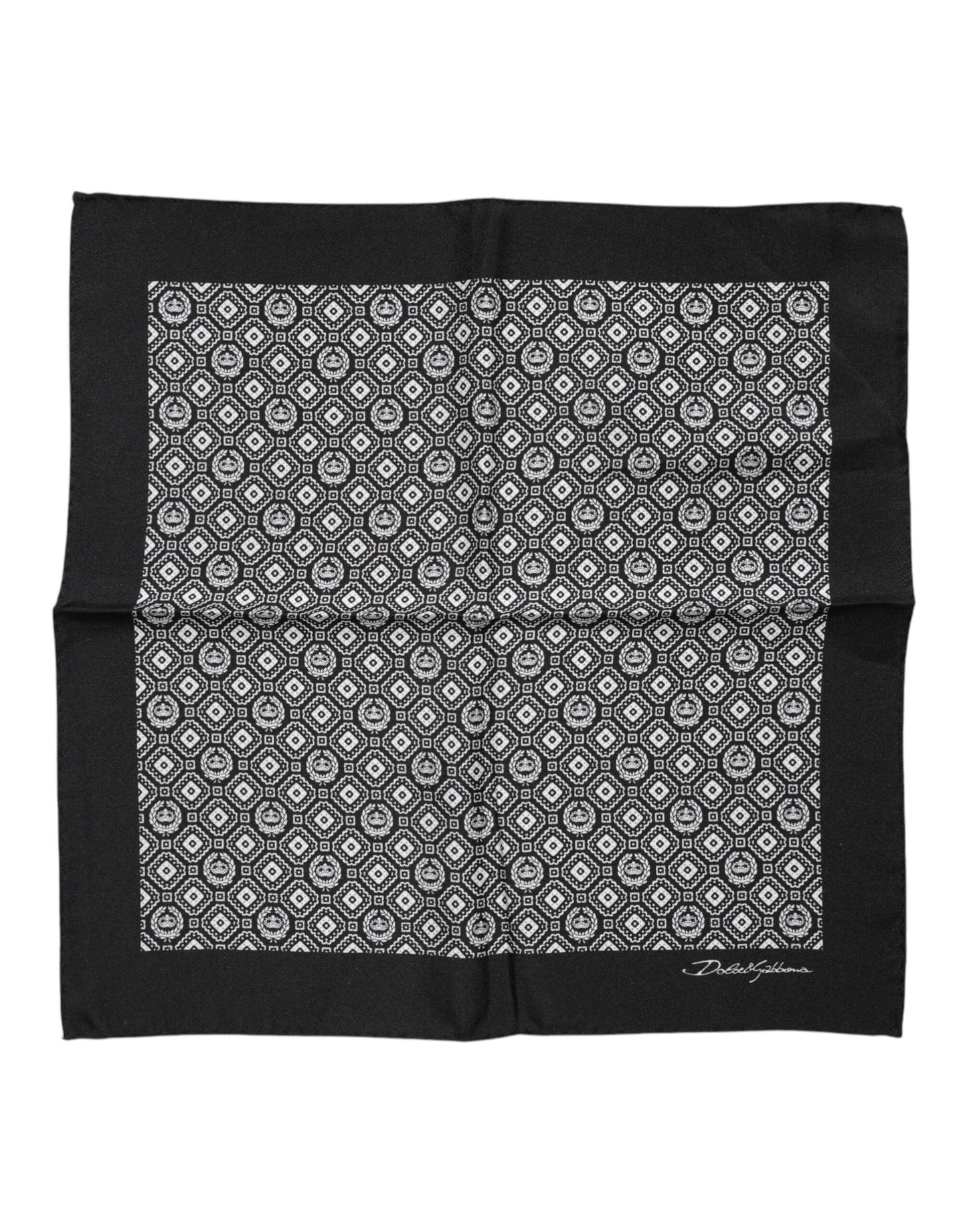 Dolce & Gabbana Black White Patterned Square Foulard Scarf
