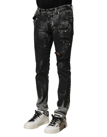 Dolce & Gabbana Men's Skinny Regular Fit Stretch Denim Cotton Jeans - Black