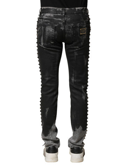 Dolce & Gabbana Men's Skinny Regular Fit Stretch Denim Cotton Jeans - Black