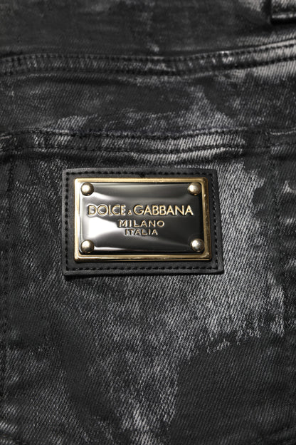 Dolce & Gabbana Black Washed Embellished Skinny Denim Jeans