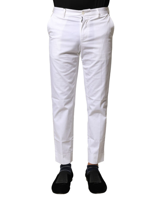 Dolce & Gabbana Men's Tapered Leg Straight Regular Fit Stretch Polyester Cotton Jeans - White