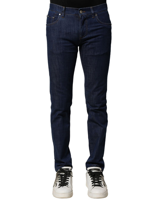 Jeans by Dolce & Gabbana for men in polyester stretch denim cotton blue features a refined silhouette with a refined skinny, defined by a and a refined long for a refined finish.