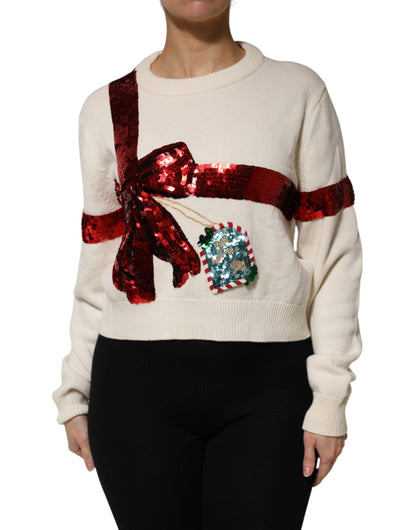 Dolce & Gabbana Women's Crew Neck Cashmere Sweater - Red White