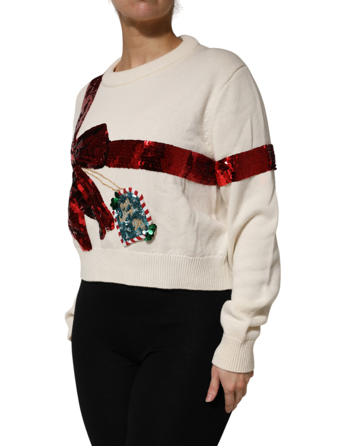 Dolce & Gabbana Women's Crew Neck Cashmere Sweater - Red White