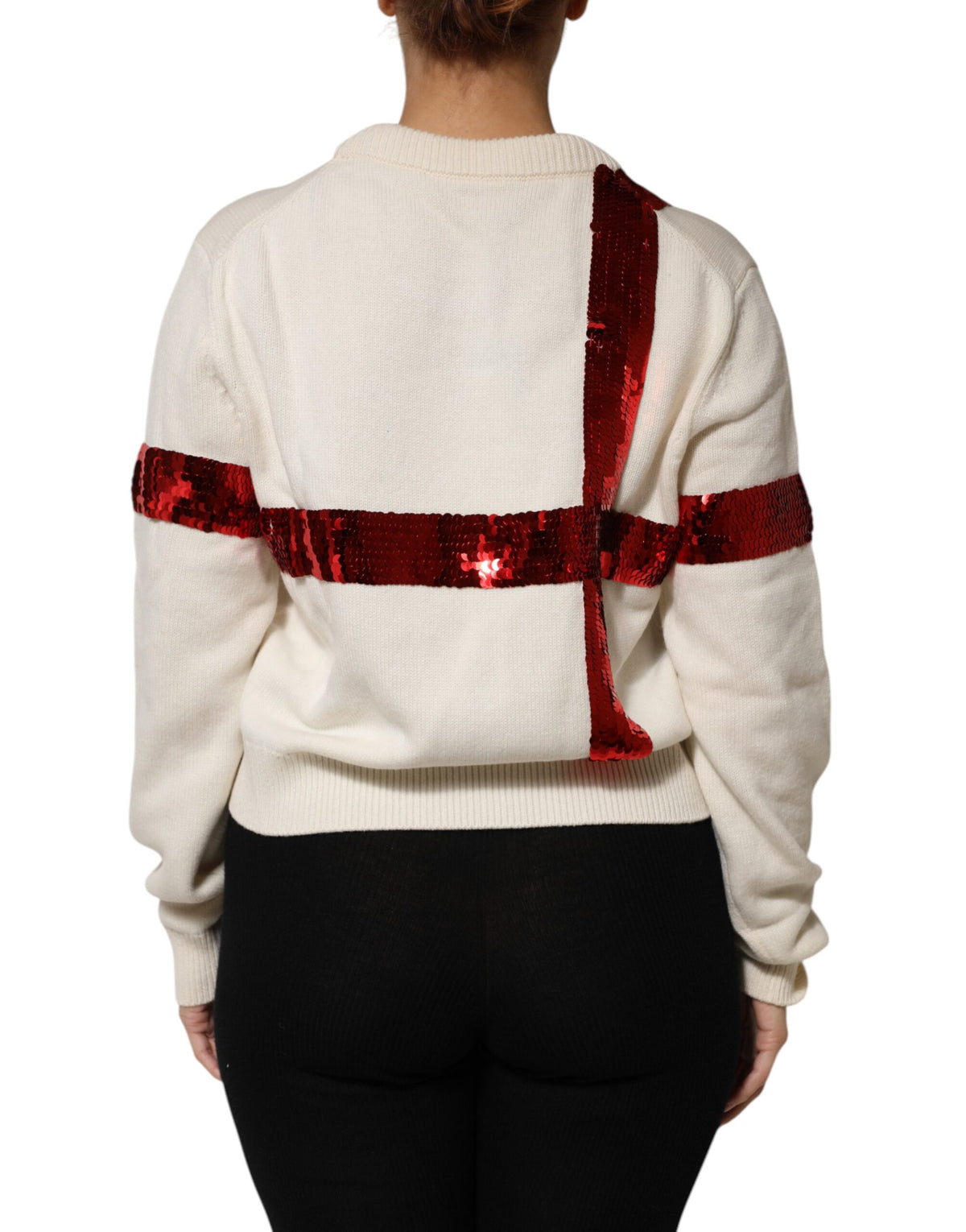Dolce & Gabbana Women's Crew Neck Cashmere Sweater - Red White