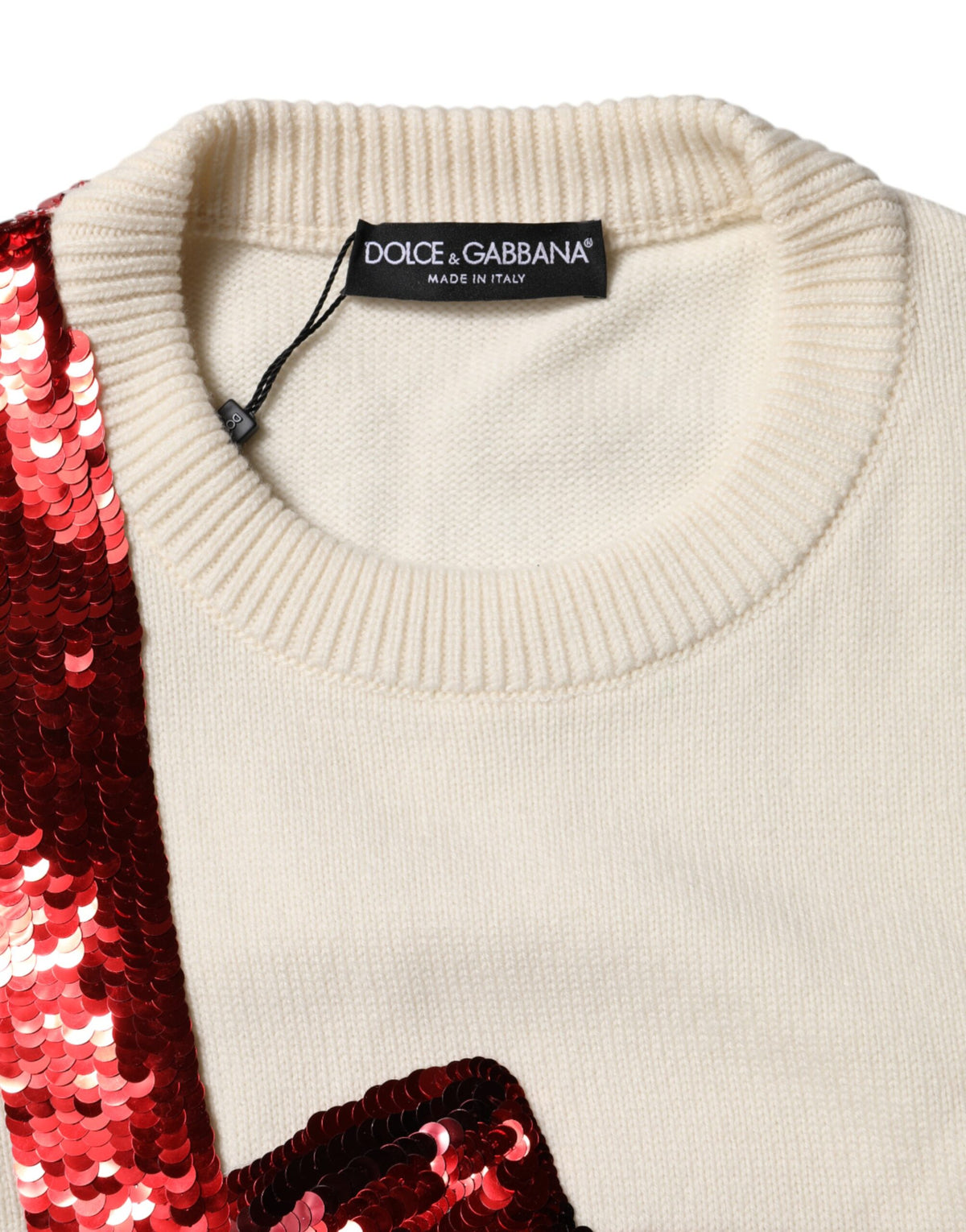 Dolce & Gabbana Women's Crew Neck Cashmere Sweater - Red White