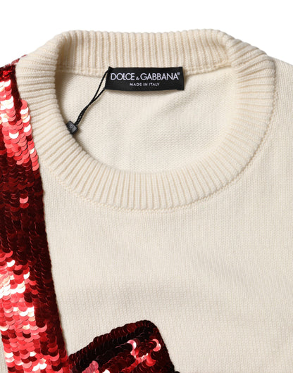 Dolce & Gabbana Women's Crew Neck Cashmere Sweater - Red White
