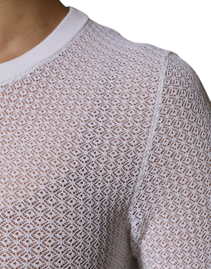 Dolce & Gabbana White Round Neck Long Sleeves Pullover Top