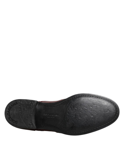 Dolce & Gabbana Men's Leather Derby Lace-Up Shoes - Brown