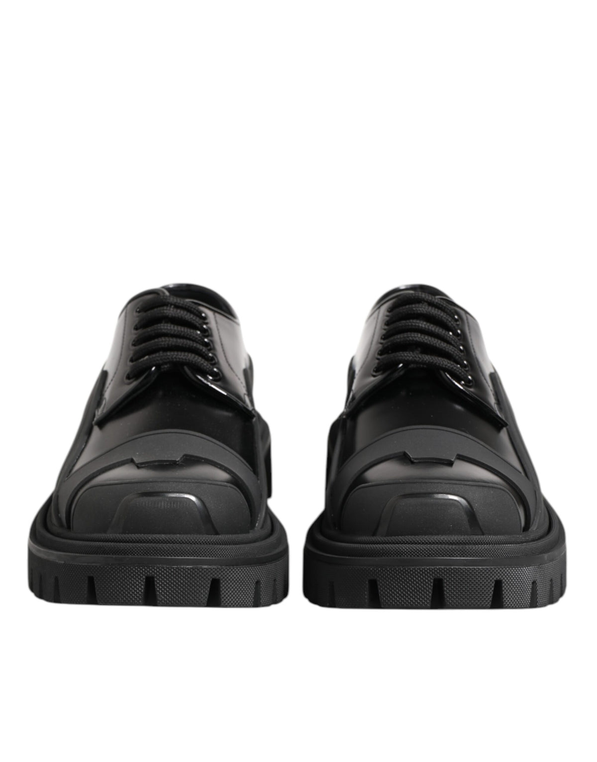 Dolce & Gabbana Men's Calf Leather & Patent Derby Lace-Up Shoes - Black