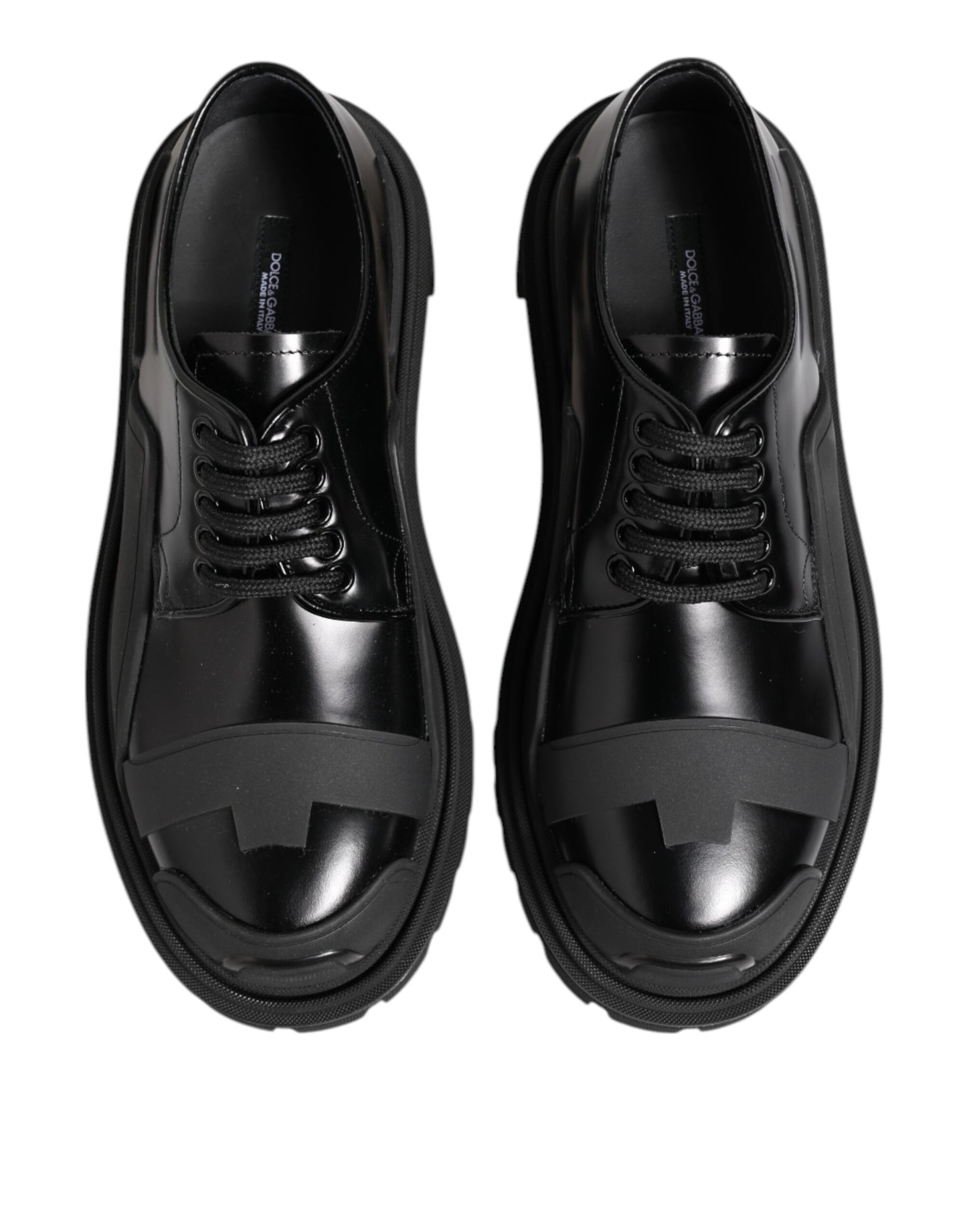 Dolce & Gabbana Black Patent Leather Trekking Derby Shoes