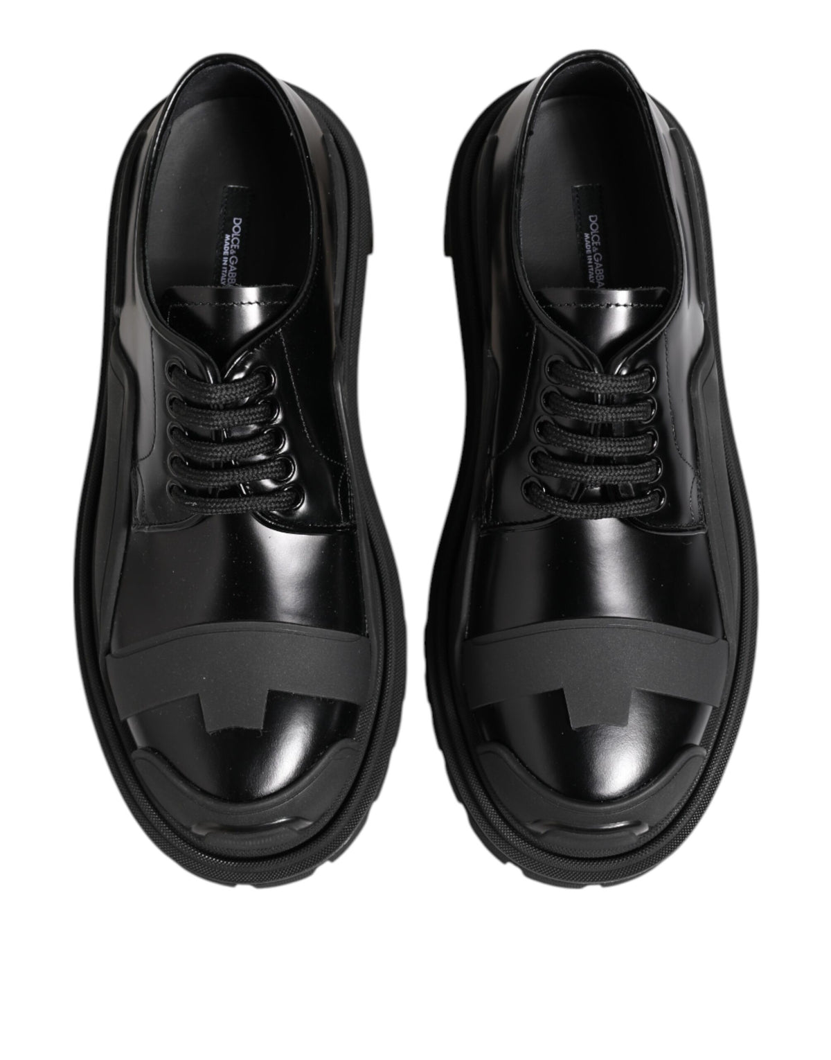 Dolce & Gabbana Men's Calf Leather & Patent Derby Lace-Up Shoes - Black
