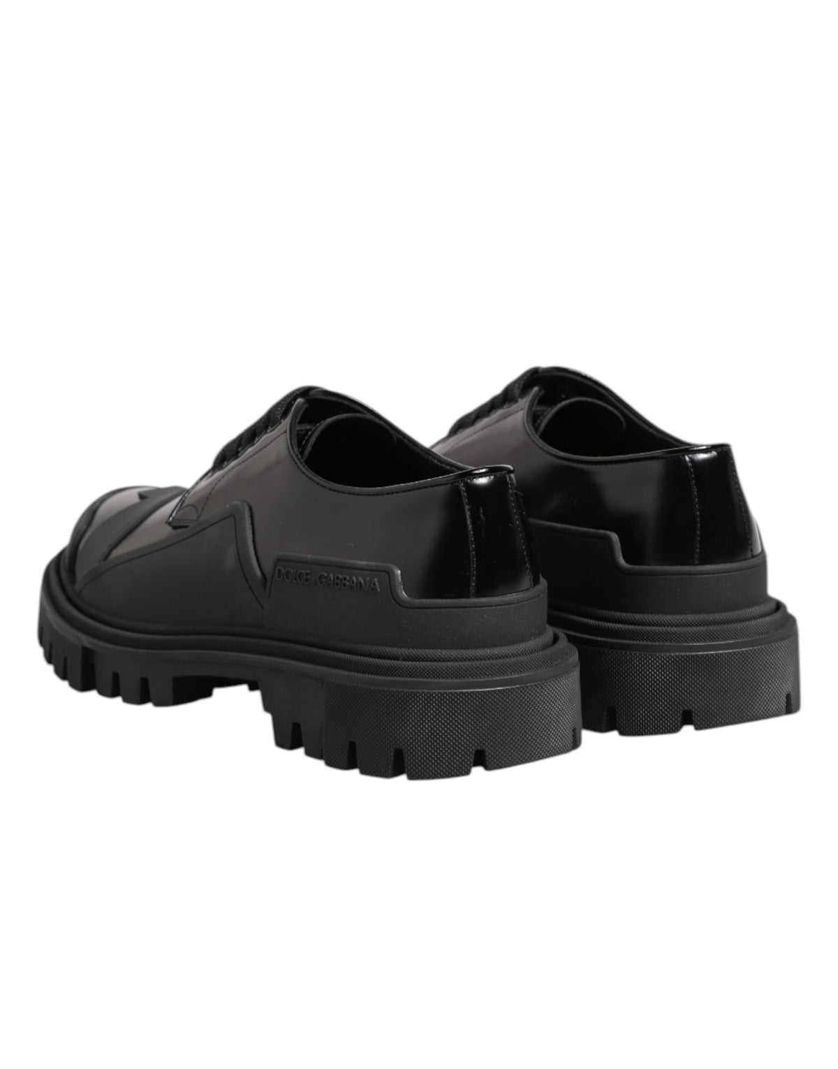 Dolce & Gabbana Men's Calf Leather & Patent Derby Lace-Up Shoes - Black