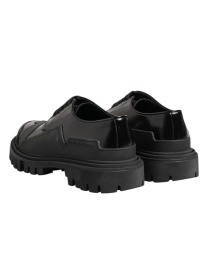 Dolce & Gabbana Men's Calf Leather & Patent Derby Lace-Up Shoes - Black